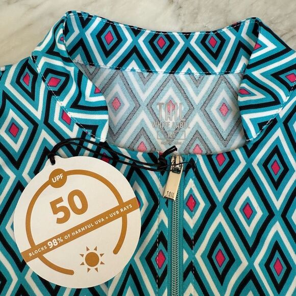 Tail Women's Tops Tail 1/4 Zip Notch Neck Print Golf Polo shirt size M NWT - Picture 5 of 10